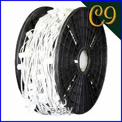 1000′ Spool White Wire C9 Christmas Light Cord, 12 Socket Spacing, 18AWG