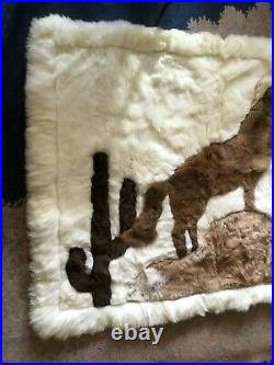100% Alpaca Fur Rug Wolf Wall Hanging Handmade In Peru 64×50