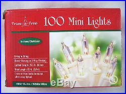 100 Clear Bulb Christmas String Light Set WHITE CORD Indoor Outdoor NEW FREESHIP