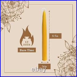 100% Pure Beeswax Taper Candles Dipped Style Unscented Choose Your Color & Size