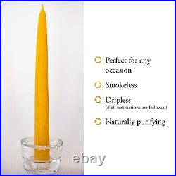 100% Pure Beeswax Taper Candles Dipped Style Unscented Choose Your Color & Size