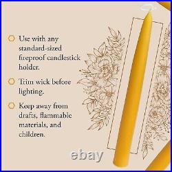 100% Pure Beeswax Taper Candles Dipped Style Unscented Choose Your Color & Size