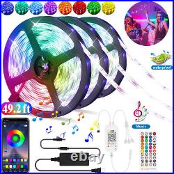 100ft 50ft LED Strip Lights 5050 RGB Bluetooth Color Change Remote for Rooms Bar