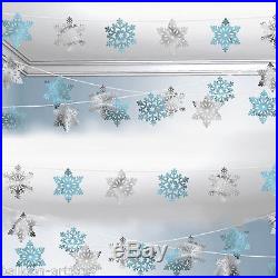 100ft Christmas Party Foil Frozen Snowflakes Hanging Cutout String Decoration