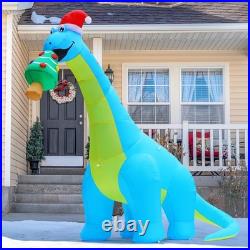 10FT Christmas Inflatables Outdoor Decorations, Blow Up Dinosaur Eat Christma