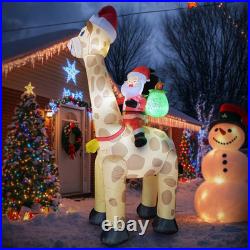 10FT Christmas Inflatables Santa Riding Giraffe 2025 NEW LED Outdoor Decoration