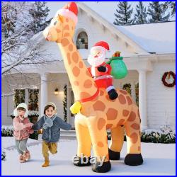 10FT Christmas Inflatables Santa Riding Giraffe 2025 NEW LED Outdoor Decoration