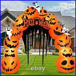 10FT Halloween Inflatables Pumpkin Archway with LED Built-In Halloween Yard Deco