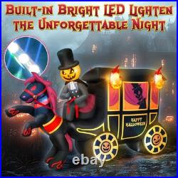 10FT LED Light Pumpkin Headed Horse Carriage Inflatable Halloween Decoration 10FT LED Light Pumpkin Headed Horse Carriage Inflatable Halloween Decoration
