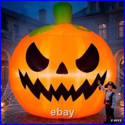 10FT Tall Halloween Giant Inflatables Pumpkin with Built-In LED Lights Outdoor D