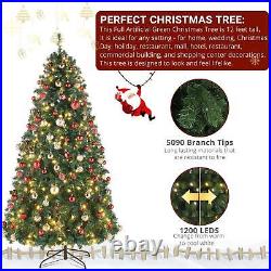10Ft Christmas Tree Pre-Lit Xmas Tree with 1200 LED Lights Christmas