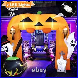 10Ft Giant Halloween Inflatable Pumpkin Arch With Ghost Outdoor Decoration