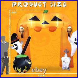 10Ft Giant Halloween Inflatable Pumpkin Arch With Ghost Outdoor Decoration