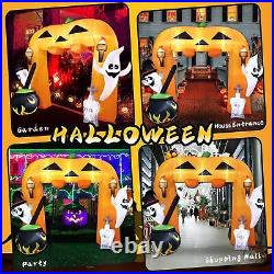 10Ft Giant Halloween Inflatable Pumpkin Arch With Ghost Outdoor Decoration