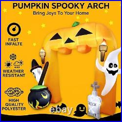 10Ft Giant Halloween Inflatable Pumpkin Arch With Ghost Outdoor Decoration