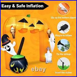10Ft Giant Halloween Inflatable Pumpkin Arch With Ghost Outdoor Decoration