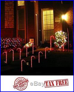 10Pcs CANDY CANE Pathway Lights DRIVEWAY MARKERS Christmas OUTDOOR YARD DECOR US