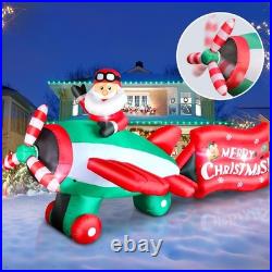 10.5 FT Christmas Inflatables Santa Claus on Animated Helicopter, Giant Blow