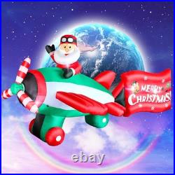 10.5 FT Christmas Inflatables Santa Claus on Animated Helicopter, Giant Blow
