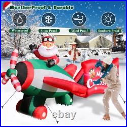 10.5 FT Christmas Inflatables Santa Claus on Animated Helicopter, Giant Blow