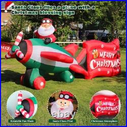 10.5 FT Christmas Inflatables Santa Claus on Animated Helicopter, Giant Blow
