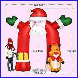 10.7Ft Inflatable Christmas Decoration, Santa Outdoor Decorations with Elk LED