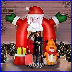 10.7Ft Inflatable Christmas Decoration, Santa Outdoor Decorations with Elk LED