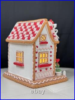 10 Bella Lux Light Up Valentine's Pink & Red Gingerbread House WithBoy & Girl
