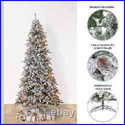 10' Flocked Livingston Fir Artificial Christmas Tree withPinecones, 750 Clear LEDs