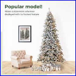 10' Flocked Livingston Fir Artificial Christmas Tree withPinecones, 750 Clear LEDs