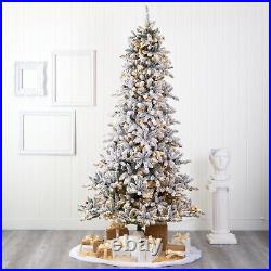 10' Flocked Livingston Fir Artificial Christmas Tree withPinecones, 750 Clear LEDs