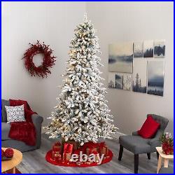 10' Flocked Livingston Fir Artificial Christmas Tree withPinecones, 750 Clear LEDs