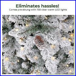 10' Flocked Livingston Fir Artificial Christmas Tree withPinecones, 750 Clear LEDs