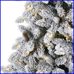 10' Flocked Livingston Fir Artificial Christmas Tree withPinecones, 750 Clear LEDs