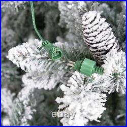 10' Flocked Livingston Fir Artificial Christmas Tree withPinecones, 750 Clear LEDs