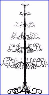 10-Foot Wrought Iron Christmas Tree Display Patch Black Metal Stand Ornament