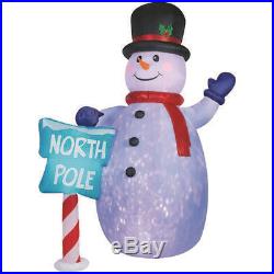 10 Ft Christmas Lighted Snowman Projection Airblown Inflatable North Pole Sign