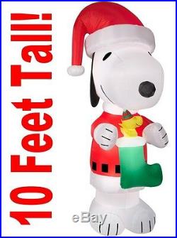 10 Ft Gemmy Snoopy Peanuts Christmas LED Lighted Airblown Inflatable Yard Decor