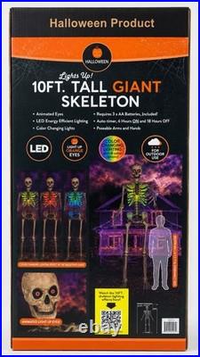 10 Ft Giant Light Up Skeleton Halloween Outdoor LED Color Changing Poseable 10 Ft Giant Light Up Skeleton Halloween Outdoor LED Color Changing Poseable