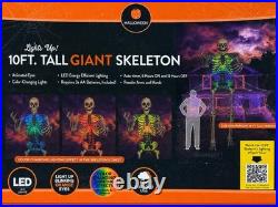 10 Ft Giant Light Up Skeleton Halloween Outdoor LED Color Changing Poseable 10 Ft Giant Light Up Skeleton Halloween Outdoor LED Color Changing Poseable