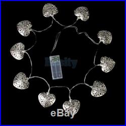 10-LED Battery Operated Heart Shape String Fairy Xmas Wedding Party Decor Lights