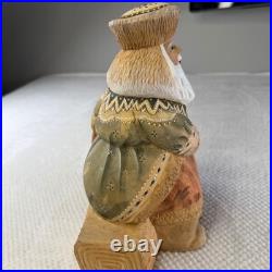 10 Signed Russia Carved Santa Ded Moroz with Dog Hand Painted Art by Lidia K