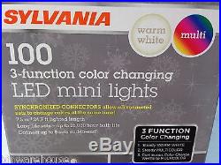 10 Sylvania 100 LED Mini 3 Function Synchronized Color Changing Christmas Lights