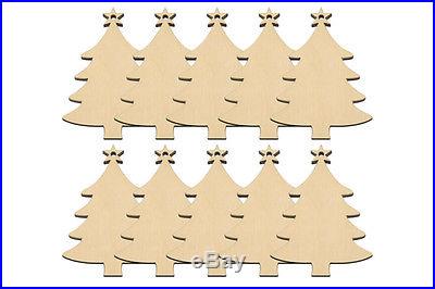 10 Wooden Trees for Christmas tree decoration tags for craft embellishments