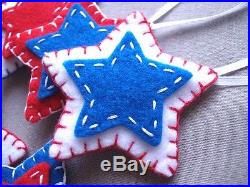 10 patriotic star ornaments, American flag decor, USA christmas decorations
