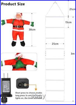 10ft LED Christmas Decorative Ladder Lights with Santa Claus for Festive Cheer