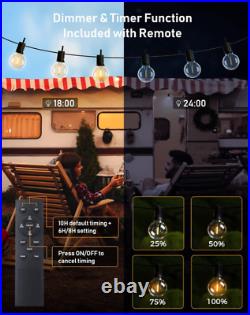 116FT Solar Lights Outdoor Waterproof with Remote, G40 Patio Lights with 50+2