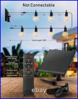 116FT Solar Lights Outdoor Waterproof with Remote, G40 Patio Lights with 50+2