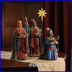 11PCS Nativity Figurines Resin Real Gold Frankincense Myrrh 7 inch Scale Painted