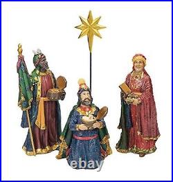 11PCS Nativity Figurines Resin Real Gold Frankincense Myrrh 7 inch Scale Painted